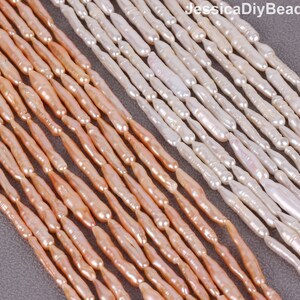 4-6x20-28mm Good Luster White/Pink Biwa Stick Pearls, Genuine Biwa Freshwater Pearls, Loose Pearl Beads, Wholesale Pearl--15 inches--PB002