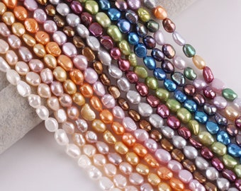 6-7mm Multi Colors  Nugget Baroque Pearl Strand,Loose Pearls, Genuine Freshwater Pearls,Wholesale Pearls For DIY Necklace -14-15inches-LN004