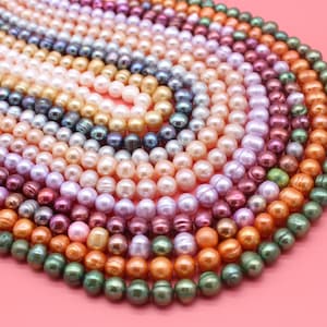 8-9mm Multi-Color Mixed Color Potato Freshwater Pearls, Nearly Round Pearls, Loose Pearls, Pearl For DIY Necklace, Craft Supplies--15inches