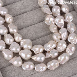 16-18x18-22mm White Teardrop Baroque Pearl, Freshwater Pearl Beads, White Irregular Drop Pearl Strand, Wholesale Pearl, DIY Jewelry-YHZ002-2