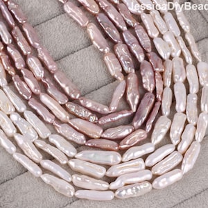 6-8x20-25mm Purple Stick Biwa Freshwater Pearls,High Luster Natural Biwa Pearl Beads,Toothpick Pearl, Genuine Loose Pearl Beads-PB006