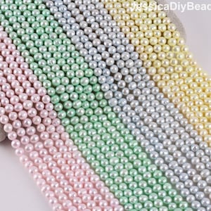7-8mmPink/Green/Gray/yellow Freshwater Pearl Beads, Natural Round Pearl Beads, Round Freshwater Pearl Beads, Pearl Jewelry--57pcs-15.5inches