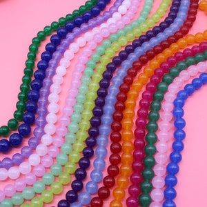 4mm,6mm,8mm,10mm,12mm Multi-colored Round Jade Beads, Brightly Colored Smooth Polished Jade Round Beads for DIY Jewelry---15-16inches---ST72