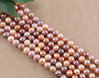 10-11 mm Edison Round Pearl Beads, Good quality Natural Edison Pearl Strand, Mix Color Freshwater Pearls, Pearl Jewelry--16 inches--ADS0012