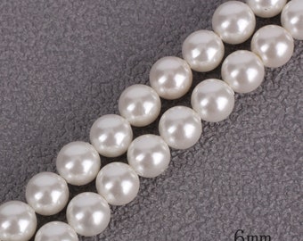 Perlas sueltas de concha blanca de 2/2,5/3/4/6/8/10/12 mm, para hacer joyas, regalo de boda, venta al por mayor, 16 pulgadas - SH001