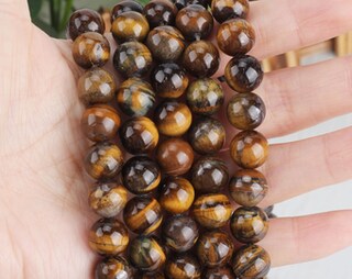 Filo Di Perline In Pietra Naturale Occhio Di Tigre Gialla | Gem-Inside | Foro 2 Mm, 8 Mm | 38 Cm | Fai Da Te Gioielli