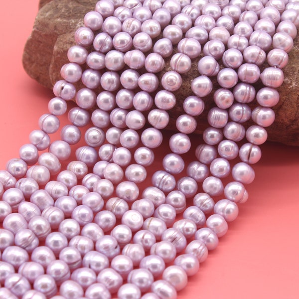 A+8-9m Lavender Potato pearl beads,Loose Freshwater pearl beads,Baroque pearl strand,DIY Jewelry for Bracelet-52pcs-15.5inches-FP22