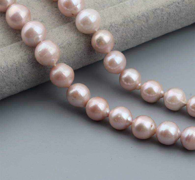 11-14mm Genuine Edison Baroque Pearl Beads,Natural Pearl Beads,Lustrous Round Purple Freshwater Pearls,Loose Pearl Beads-15.5inches-ADS001 image 5