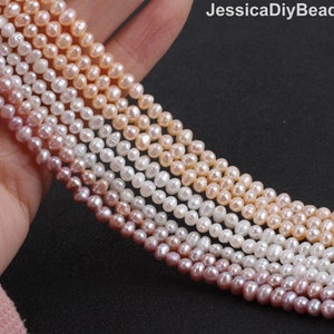 4-4.5mm High luster Genuine Freshwater Pearl Beads, Rice pearl strand, Loose Pearl Beads, Oval Seed Pearl, Wedding pearls--14.5inches---FP11
