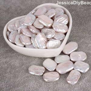 12x13mm White Rectangle Square Freshwater Pearl Beads,Loose No hole  Beads,Genuine Baroque Pearl Beads,Pearl EarringJewelry Design-WH001