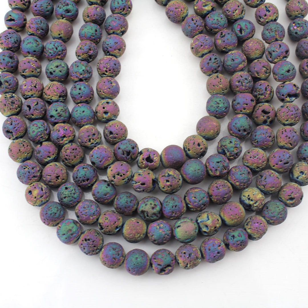 Colorful Lava Rocks 8mm Dazzle Color Lava Rock Beads, Volcanic Rock Gemstone, Natural Lava ...