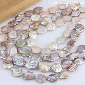 20x23mm  Natural Teardrop Purple Freshwater Pearls, Flat Coin Loose Pearls, for DIY Jewelry Making, Wedding Gift--16pcs--15.5inches--NK002-5