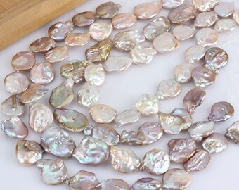 20x23mm  Natural Teardrop Purple Freshwater Pearls, Flat Coin Loose Pearls, for DIY Jewelry Making, Wedding Gift--16pcs--15.5inches--NK002-5