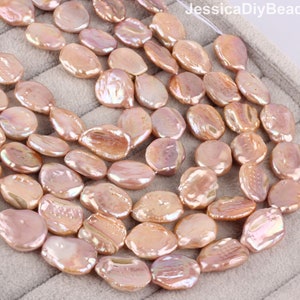 15-16mm Pink Purple Coin Freshwater Pearls, DIY Jewelry Making, Irregularly Flat Pearls, Wholesale Loose Pearls-19pcs--15.5inches--NK002-4