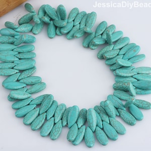 Teardrop Turquoise Beads, Crackle Style Turquoise Beads, 10x25mm Blue Howlite Turquoise beads,DIY Jewelry Making,Wholesale Beads-50pcs-ST189