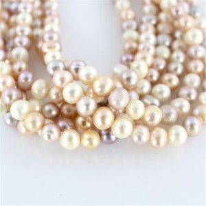 Natural Round Pearl Beads, Loose Freshwater Pearl Beads, 8-9mm Mixed Color Pearl Strand, DIY Jewelry Necklace Beads-48pcs--14.5inches--FP165