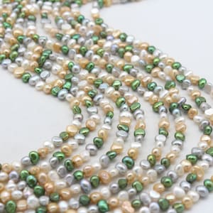 5-6mm Small Nugget Freshwater Pearls, Mix Color Seed Pearls, Irregularly Shape Pearl Strand, DIY Necklace Bracelet, Beading Supplies---FP183