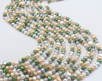 5-6mm Small Nugget Freshwater Pearls, Mix Color Seed Pearls, Irregularly Shape Pearl Strand, DIY Necklace Bracelet, Beading Supplies---FP183