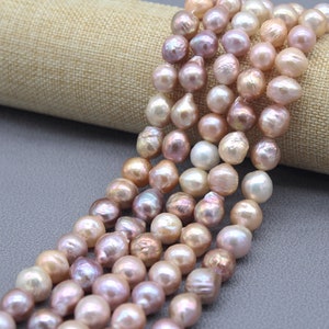 11-12mm Natural Freshwater Pearls, Nearly Round Edison Pearls, Irregular Mixed Color Loose Freshwater Pearls, Wedding Pearls-15.5inches-FP50