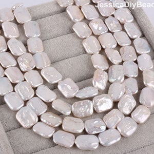 15x20mm Baroque Square Pearl Beads, Natural Ivory White Square Freshwater Pearls, Pearls for Necklace, Pearl Jewelry---15.5 inches---YX001-2