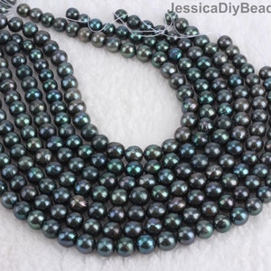 10-12mm Genuine Edison Pearls, Green Edison Pearl Strand, DIY Necklace Pearl Beads, Wedding Jewelry, Pearls Jewelry Making--35pcs--ADS004-13