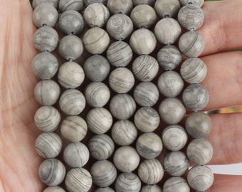4-12mm Grey Wood Grain Gemstone Beads,Healing Energy Gemstone Beads,Round Smooth Beads, For DIY Necklace Making,Wholesale Beads--STN00205