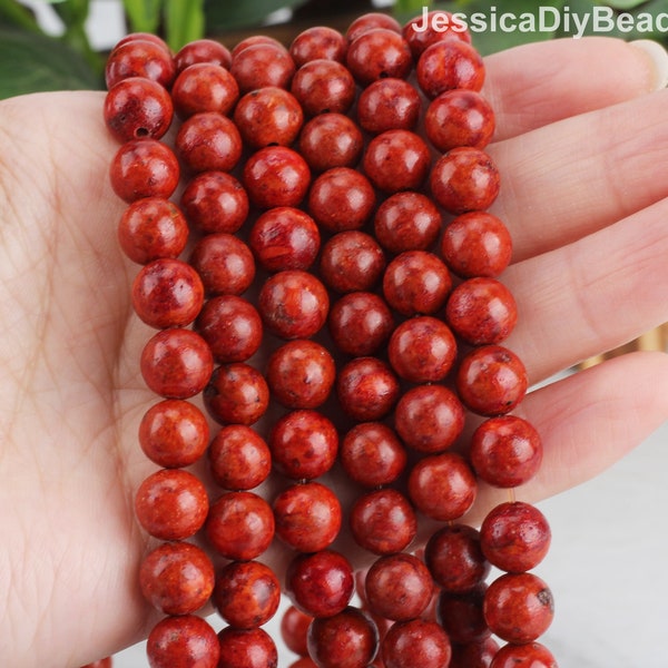 Red Sponge Coral Beads, Round Beads, 8mm Sarcandra Glaber, Craft Supplies, Beading Supplies, DIY Jewelry Making, Loose Beads Strand/STN00157