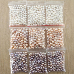 6-7mm  Natural Nearly Oval Freshwater Pearls, Rice Shape Freshwater Pearls, DIY Jewelry Making, Wholesale Multi-color Pearls--100pcs--FP20