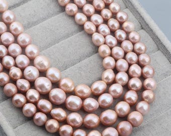 11-15mm High Luster Large Round Purple Freshwater Pearls,Genuine Edison Pearl Beads,Natural Pearl Beads,Loose Pearl Beads-15.5inches--ADS002
