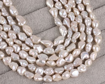 8-10x9-12mm Loose White Nugget Keshi Reborn Pearl Beads, Genuine Freshwater Keshi Pearls, Irregular Wedding Jewelry, Wholesale Pearls--ZS003