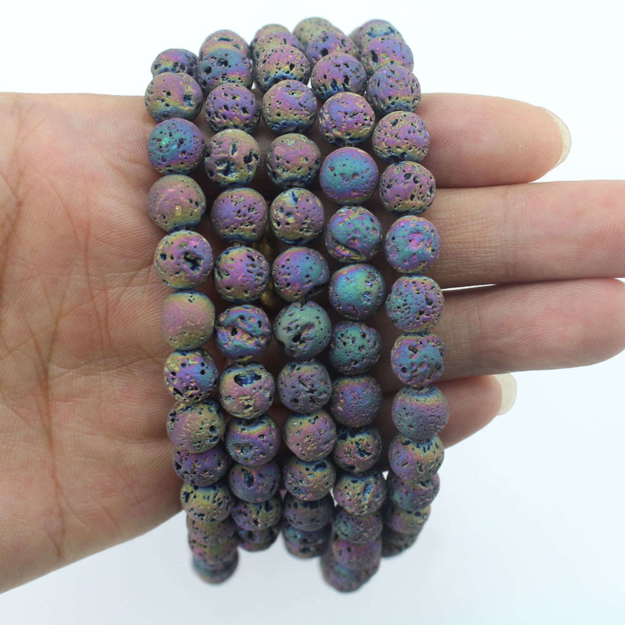 Colorful Lava Rocks 8mm Dazzle Color Lava Rock Beads, Volcanic Rock Gemstone, Natural Lava ...