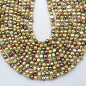 Mixed Color Nugget Pearls, 5-6mm Genuine Natural Freshwater Pearls, for Jewelry Making, Loose Pearl Strand, Wholesale Beading Supplies-FP184