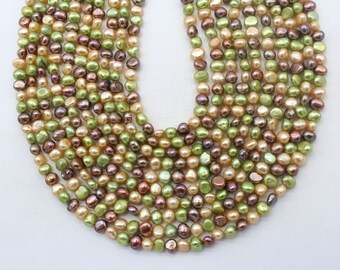 Mixed Color Nugget Pearls, 5-6mm Genuine Natural Freshwater Pearls, for Jewelry Making, Loose Pearl Strand, Wholesale Beading Supplies-FP184