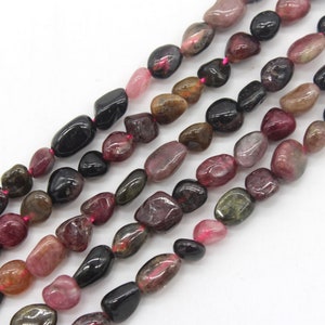 Nugget Shape Gemstone Beads, Black and Pink Mixed Color Beads, 5-7x6-9mm Deep Color Irregular Smooth Beads, Loose Beads Supplies---ST26