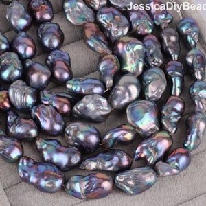 15-17x18-25mm High Quality Large Baroque Pearl Strand, Black Fireball Cultured Freshwater Pearls Pendant, Full Strand---16 inches---YHZ003-3
