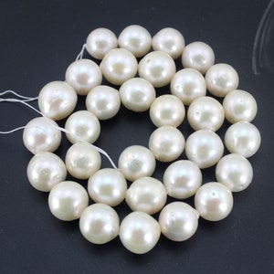 12-13mm Good Luster FreshWater Pearl Beads, Genuine Freshwater Pearls, White Round Pearl Necklace, Bridal&Wedding Pearls, DIY Jewelry Making
