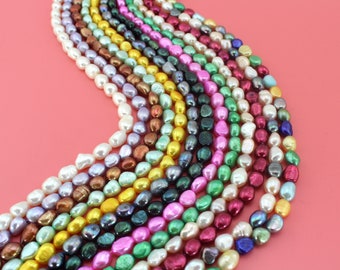 8-9mm Multi Colors Nugget Baroque Pearl Strand, Loose Pearls, Genuine Freshwater Pearls, Wholesale Pearls For DIY Necklace---14inches---FP66