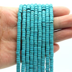 4/6/8/10mm Turquoise Rondelle Beads, Flat Blue Turquoise Beads, Blue Spacer Beads, Nice Turquoise Gemstone Beads, Diy Jewelry Supply---ST130