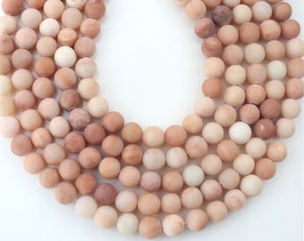 6mm,8mm,10mm Matte Natural Pink Aventurine Beads, Round Gradient Color Natural Gemstone Beads, Bulk Round Frosted Semi-Precious Stone--ST162