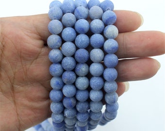 6/8/10mm Matte Blue Aventurine,Frosted Aventurine Gemstone beads,Natural round Aventurine stone beads,DIY Jewelry beads-15.5inches-ST122