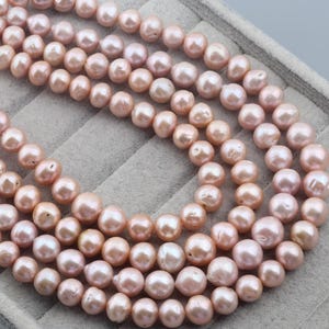 11-14mm Genuine Edison Baroque Pearl Beads,Natural Pearl Beads,Lustrous Round Purple Freshwater Pearls,Loose Pearl Beads-15.5inches-ADS001 image 1
