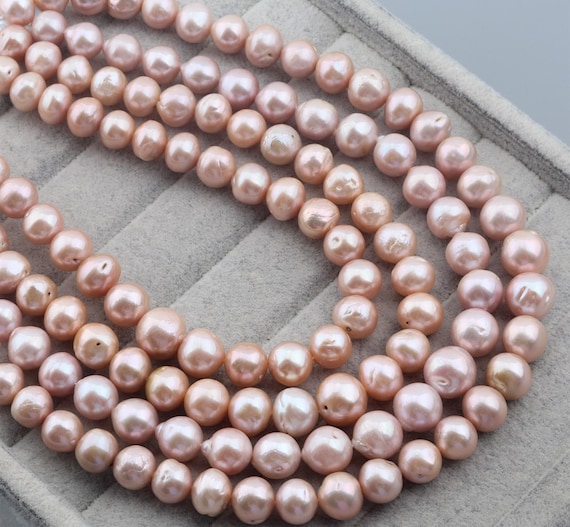 11-14mm Genuine Edison Baroque Pearl Beads,Natural Pearl Beads,Lustrous Round Purple Freshwater Pearls,Loose Pearl Beads-15.5inches-ADS001