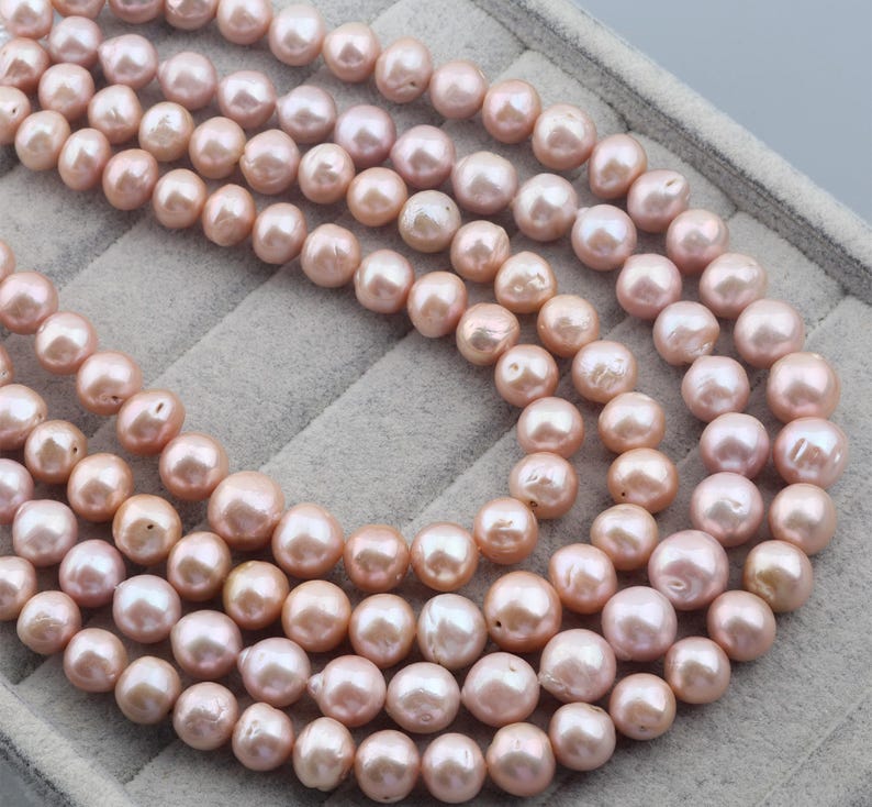11-14mm Genuine Edison Baroque Pearl Beads,Natural Pearl Beads,Lustrous Round Purple Freshwater Pearls,Loose Pearl Beads-15.5inches-ADS001 image 1