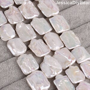 Big 16-18X20-23mm White Rectangle Freshwater Pearl Beads,Natural Loose Pearl Beads,Genuine Baroque Pearl Beads,Pearl Jewelry-16 inches-YX001