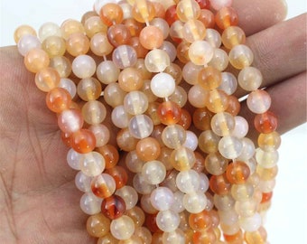 8mm Smooth Round Agate Beads, Natural Gemstone Beads, Orange Transparent Gradient Agate Beads, Mixed Color Beads,Wholesale Agate Beads-ST166