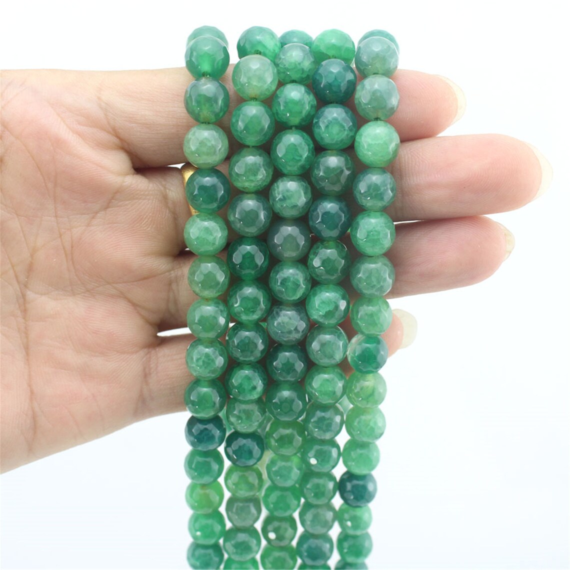 8mm Green Faceted Jade Stone Beads Loose Jade Round Etsy UK