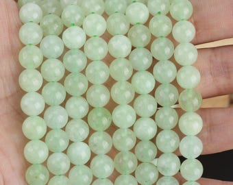 Świeży jasnozielony chalcedon, gładkie okrągłe koraliki chalcedonu, do wyrobu bransoletek i naszyjników, biżuteria ręcznie robiona, luźne koraliki – STN00451