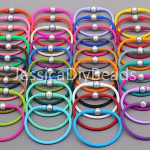 6.7 inches /17cm Gray Pearl Waterproof Bracelet, Wholesale Rubber Silicone Bracelet, Rubber Stretch bracelet, Gift for Him/Her--1pcs--Bar-13