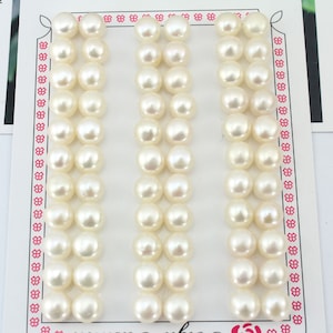 6-9mm White Button Round Pearls,High Luster Semi-Drilled Freshwater Pearls,Bulk Natural White Pearls,DIY Jewelry Making,Wholesale Beads-FP26
