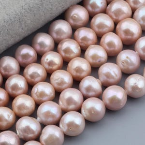 11-14mm Genuine Edison Baroque Pearl Beads,Natural Pearl Beads,Lustrous Round Purple Freshwater Pearls,Loose Pearl Beads-15.5inches-ADS001 image 4